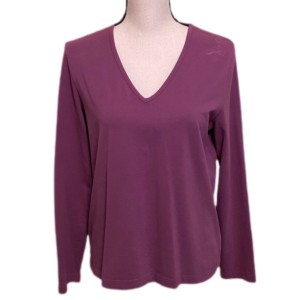 Jones Sports Purple Long Sleeve V-Neck T-Shirt